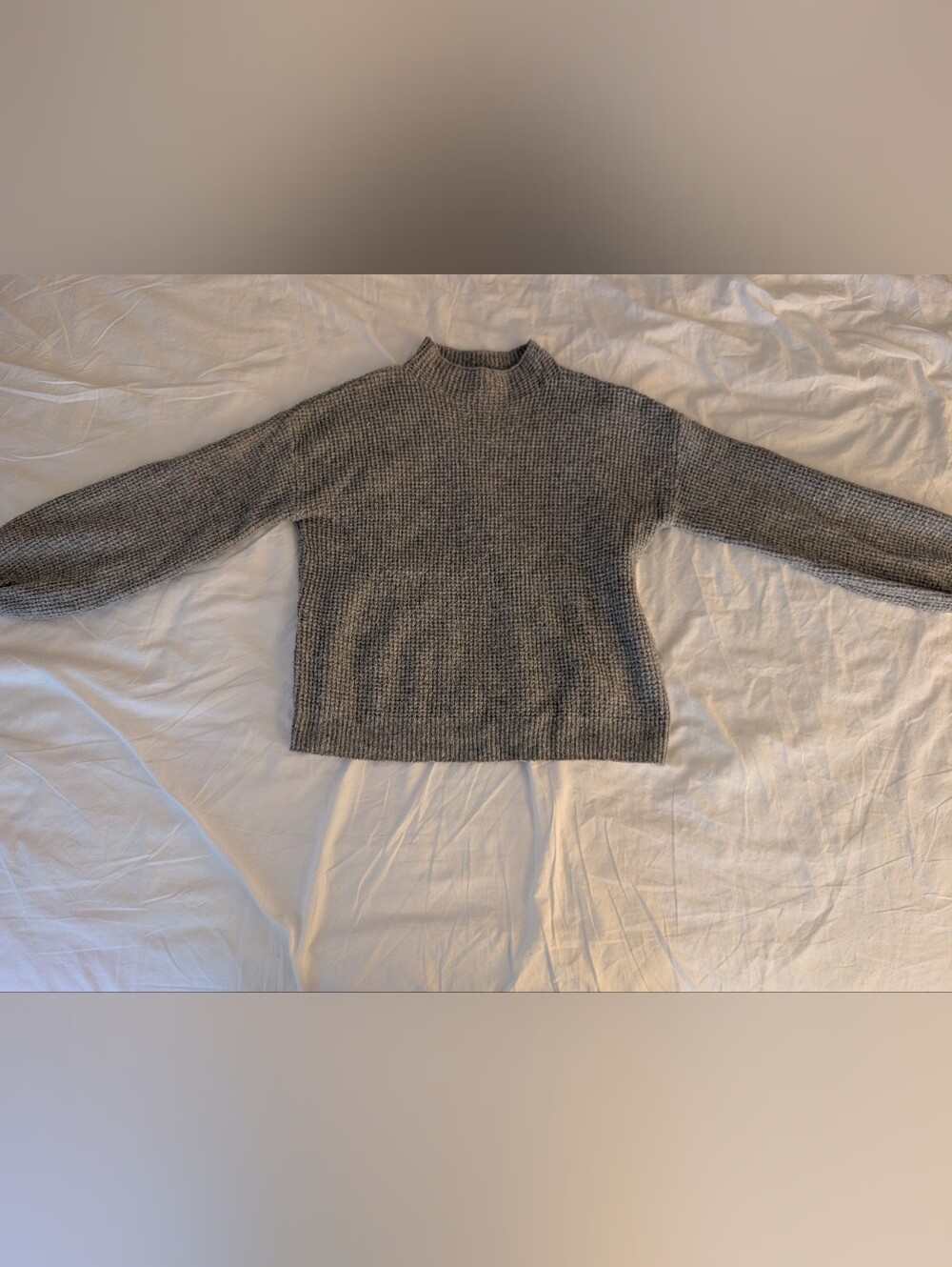 Mock Neck Long Sleeve Grey Knit Sweater